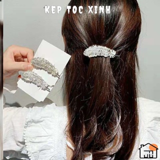 Kẹp tóc đính đá hình chiếc lá đi dự tiệc