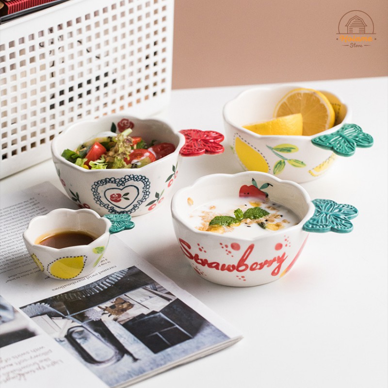 Chén ăn dặm cho bé có tay cầm , bát hình hoa Holame