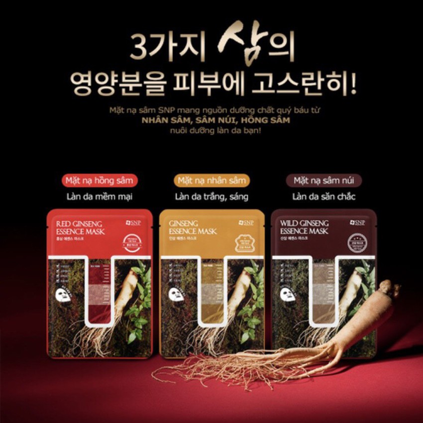 Mặt Nạ Dưỡng Da Tinh Chất Nhân Sâm SNP Ginseng Essence Mask Cấp Ẩm Vượt Trội Dưỡng Trắng Ngăn Ngừa Lão Hoá - 3 Loại