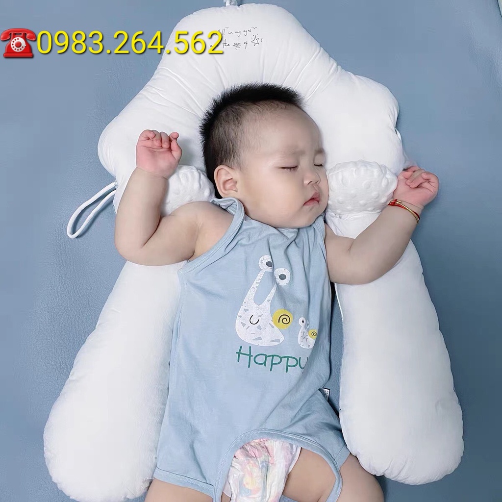 Gối chặn cho bé chống giật mình GENMAMA,Gối chữ U chống móp méo đầu ,sử dụng cho bé ôm đều được trong 4 mùa