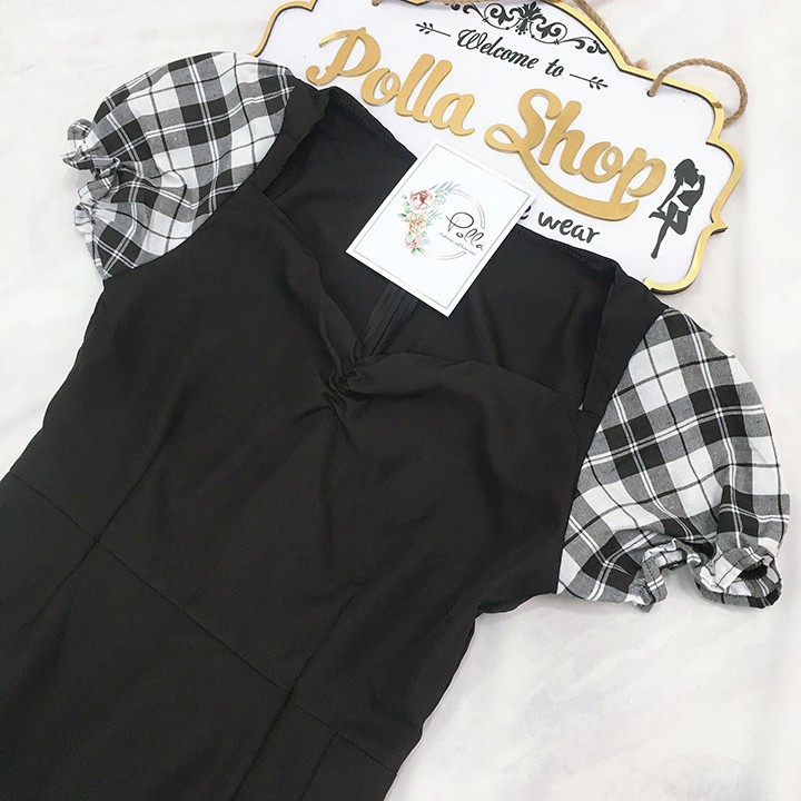 Váy đầm nữ đẹp xẻ tà Polla B041, Thiết kế kiểu đầm body sẻ tà gợi cảm, Cổ vuông kết hợp tay bồng cộc tay, Váy freesize | BigBuy360 - bigbuy360.vn