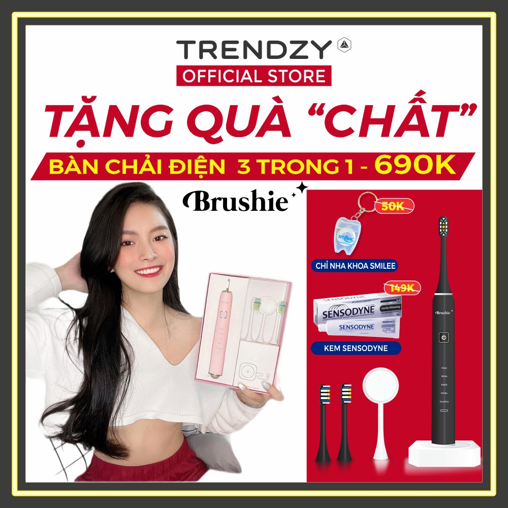 Brushie - Bàn chải đánh răng điện đa năng 3 trong 1 - Đánh răng, rửa mặt, chăm sóc nướu, Sạc không dây