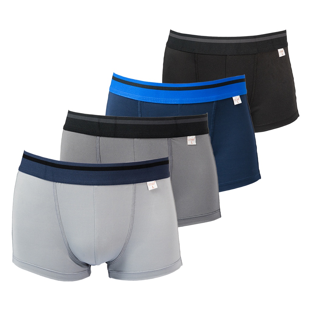 Combo 4 quần lót boxer nam CITYMEN lưng Sọc vải thun lạnh co dãn tốt, dễ chịu quần sịp đùi nam