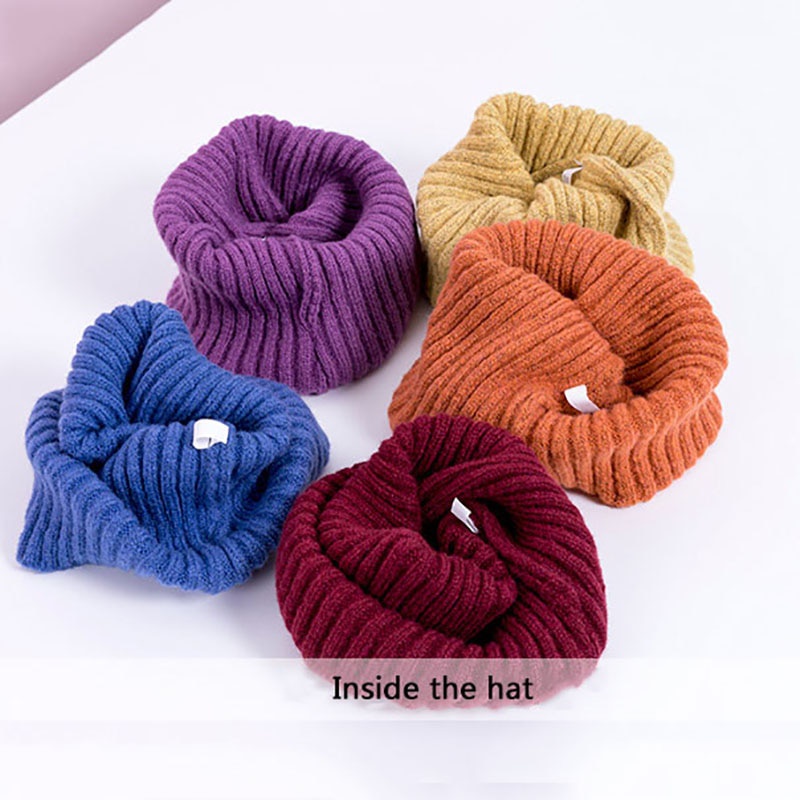 Mũ Trùm Đầu Dệt Kim Giữ Ấm Cho Bé