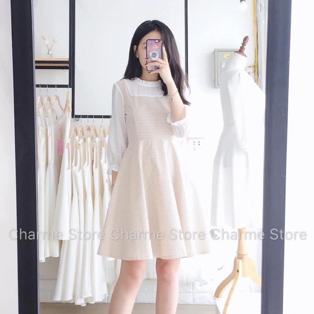 Váy xếp ly cổ bèo tiểu thư -Đầm tiểu thư xinh Juka Shop