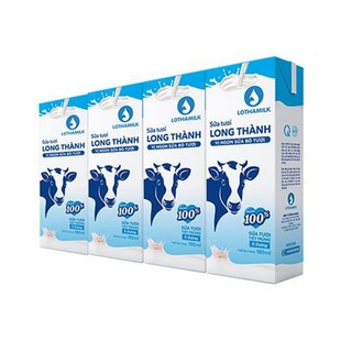 Lốc 4 hộp sữa tươi tiệt trùng Lothamilk Long Thành đủ vị hộp 180ml