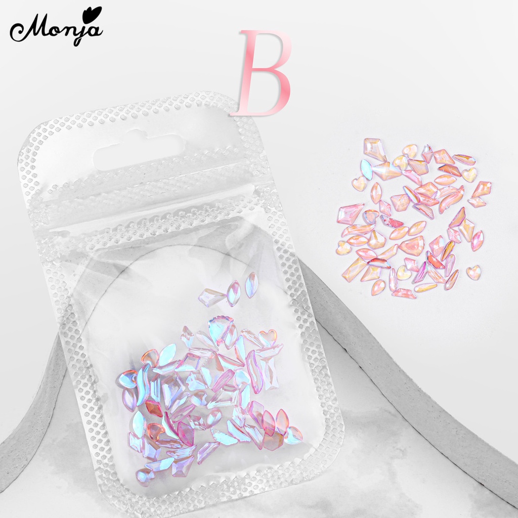 MONJA Bộ 50 Hạt Đá 3D Lấp Lánh Trang Trí Móng Tay Nghệ Thuật