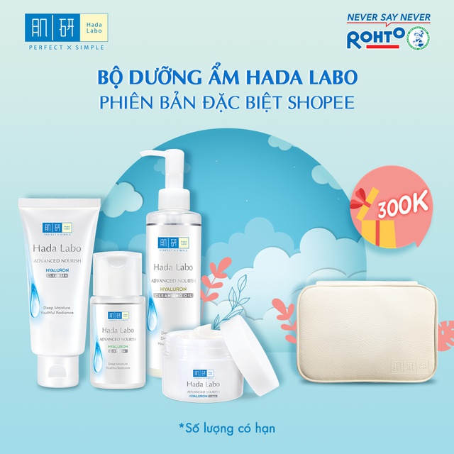 Bộ dưỡng ẩm tối ưu Hada Labo Advanced Nourish – Phiên bản đặc biệt Shopee + TẶNG túi da đựng mỹ phẩm cao cấp Hada Labo | BigBuy360 - bigbuy360.vn