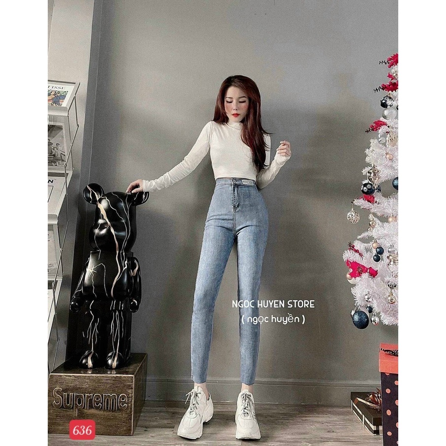 Quần Jean Nữ Lưng cao ,Quần Bò Nữ Ống Đứng Chất Jeans Co Giãn MURADFASHION QJNU622