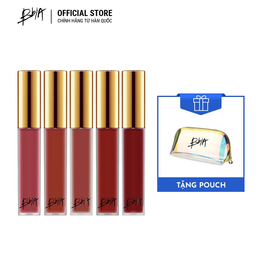 Full set 5 màu son kem lì BBia Last Velvet Lip Tint version 3 5g/thỏi TẶNG 1 túi trang điểm 28g - BBia Official Store