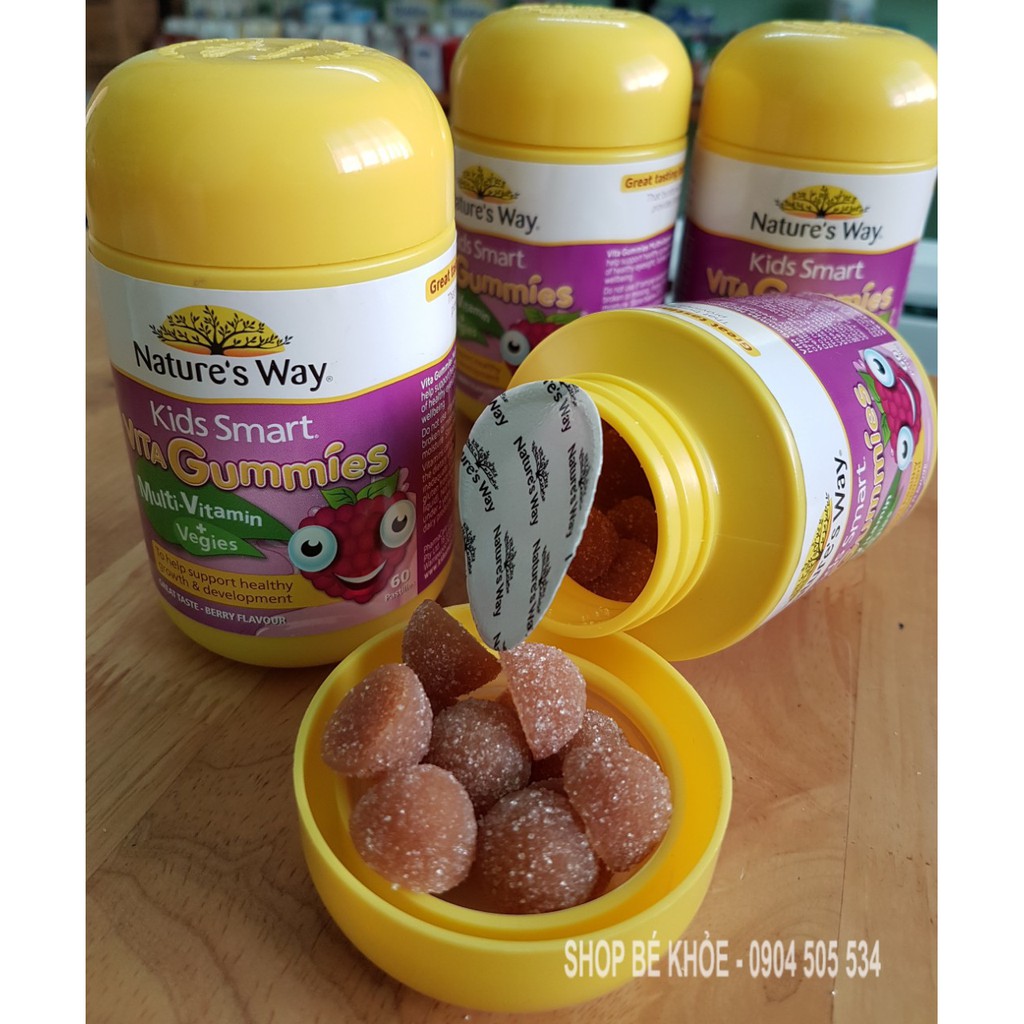 Vitamin Nature's Way Kids Smart Vita Gummies Multi-Vitamin +Vegies - Kẹo dẻo vitamin Rau Củ