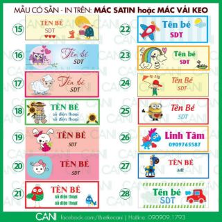 Mac vải dán đồ dùng cho bé yêu đi học