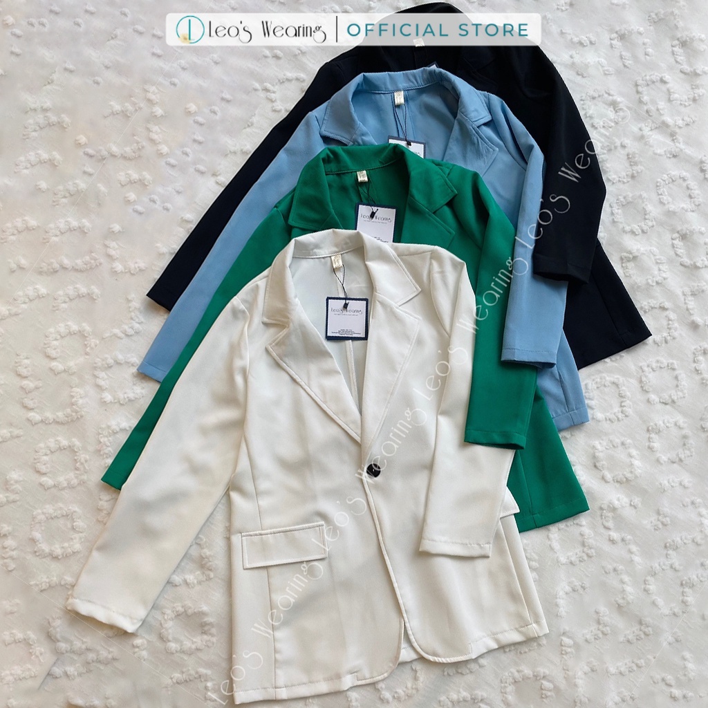 Áo khoác blazer nữ tay dài cổ vest túi giả 1 lớp mỏng nhẹ mát nhiều màu LEOSWEARING A15