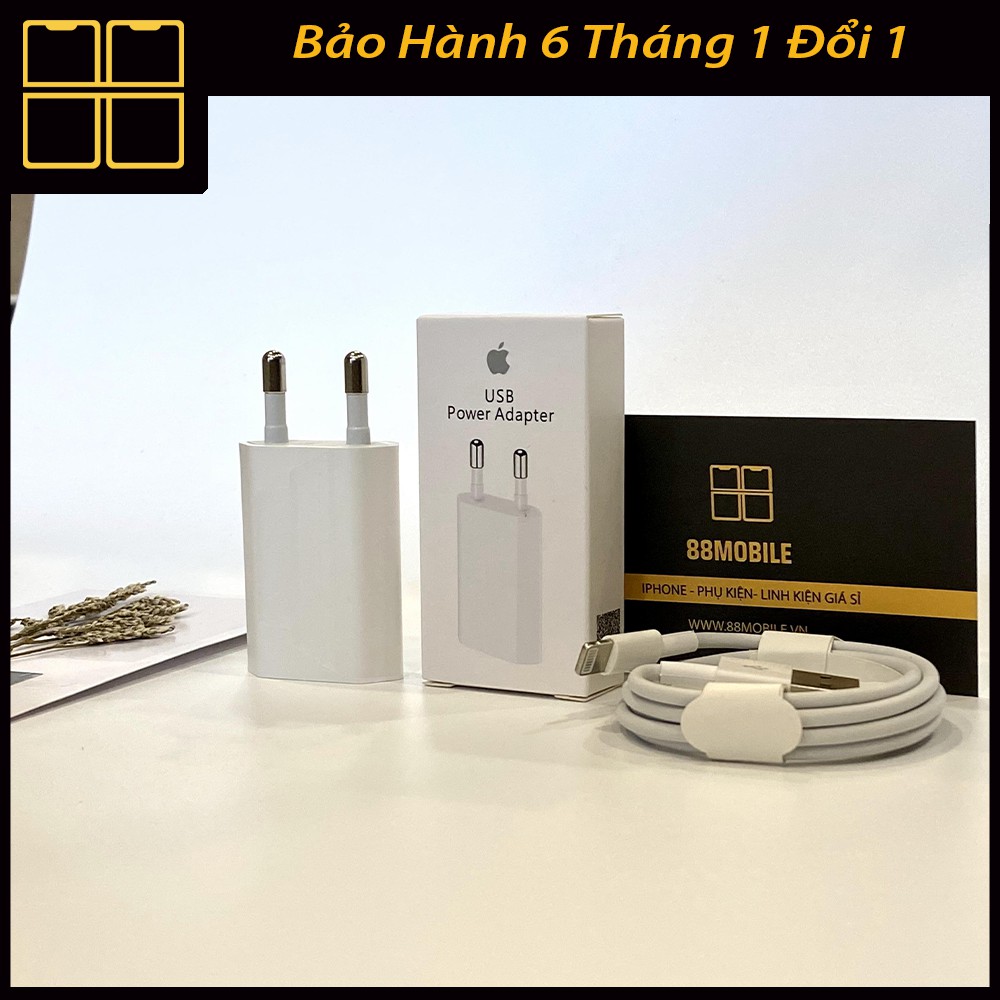 Sạc iPhone 5W Chân Dẹt Zin Sử Dụng Cho Tất Cả Các Dòng iPhone, iPod Bảo Hành 6 Tháng