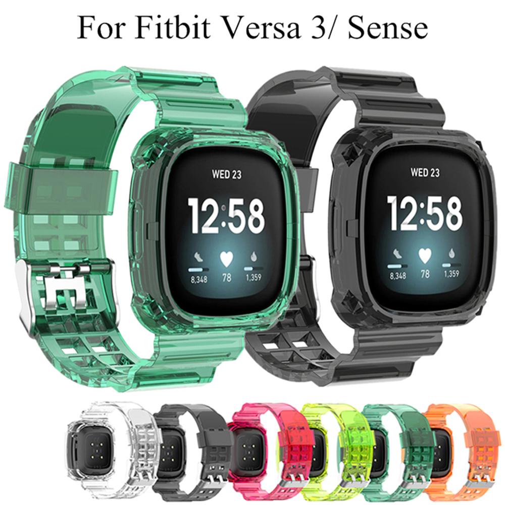 Dây Đeo Thay Thế Bằng Silicone Trong Suốt Chống Trượt Cho Fitbit Versa 3 Fitbit Sense