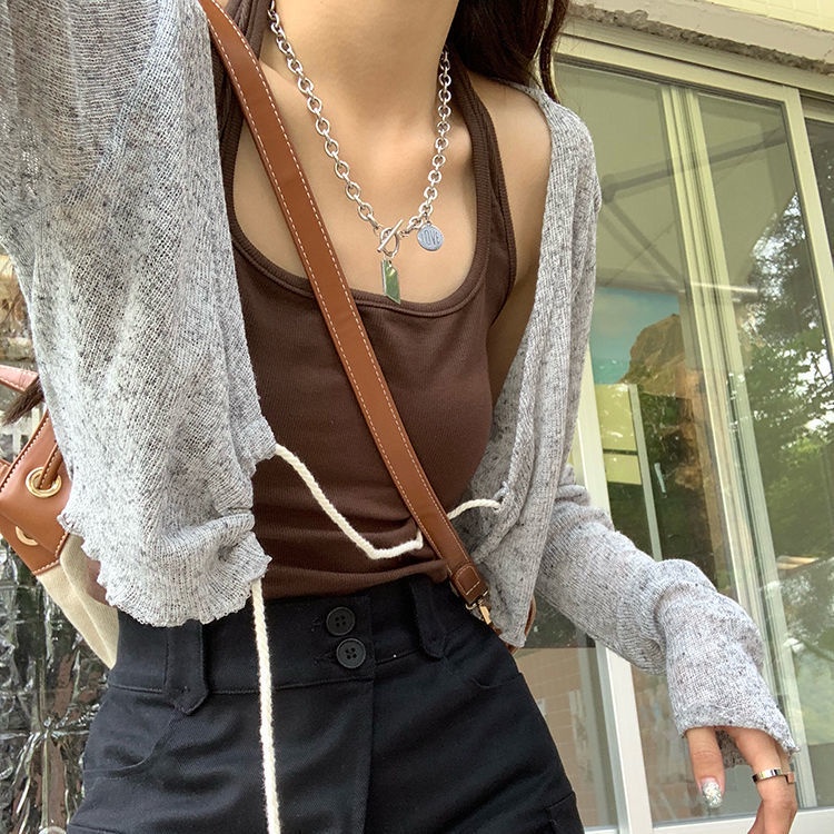 COZOK Bộ Áo Tay Dài + Áo Sát Nách Thời Trang Quyến Rũ Cho Nữ