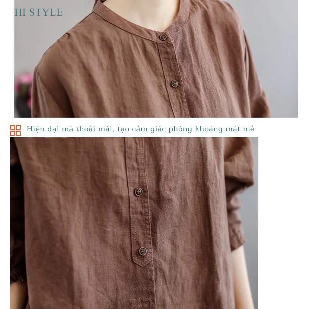 Áo Somi Nữ form rộng có size to ống tay dài kiểu dáng Vintage Rentro Áo Sơ Mi phong cách Hàn Quốc Korea - HI STYLE shop