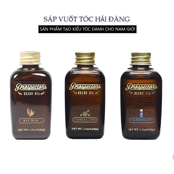 [ Chính Hãng USA ] Tinh dầu dưỡng râu Prospectors Barbershop , Verbena Lime , Bay Rum Beard Oil