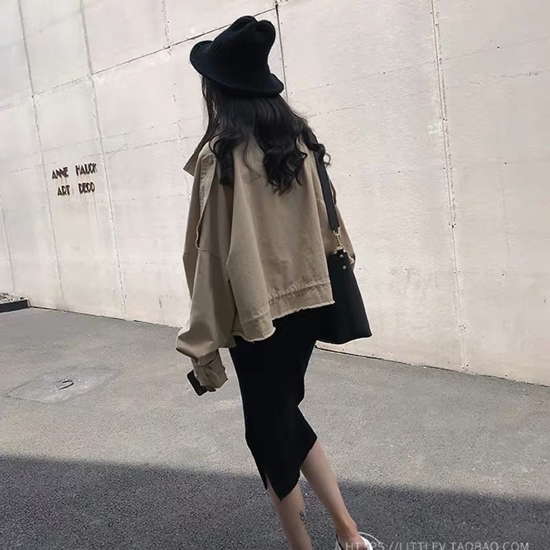 Áo khoác khaki ulzzang dáng ngắn phong cách hàn quốc