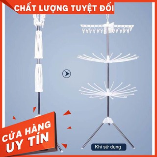 Cây phơi quần áo đa năng cho bé 3 tầng cao cấp,giá phơi đồ 3 tầng,giàn phơi quần áo sơ sinh gấp gọn tiện ích