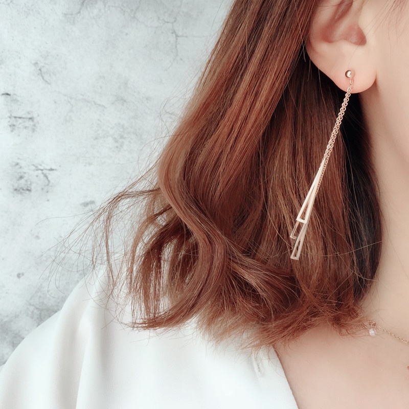 Bông tai titan 3 thanh rỗng E1-110A - CAM KẾT KHÔNG GỈ, KHÔNG BAY MÀU - BẢO HÀNH 12 THÁNG