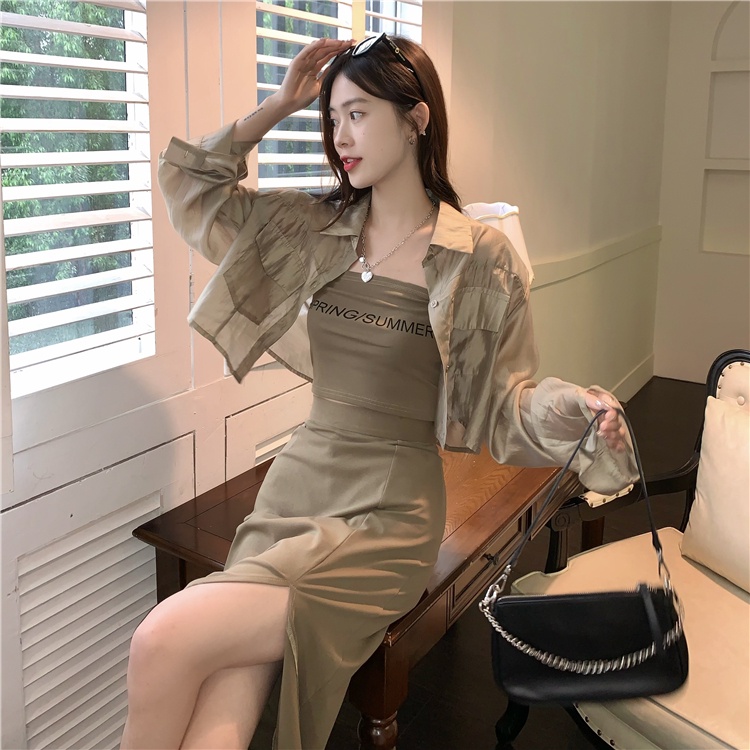 Bộ Áo Ống + Chân Váy Chống Nắng Thời Trang Mùa Hè Quyến Rũ Dễ Phối Đồ Cho Nữ