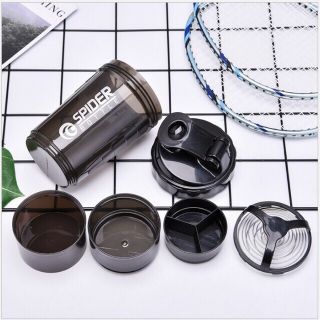 Free ship 99k_bình lắc shaker tập gym 3 ngăn tiện dụng 500 ml có lò xo lắc