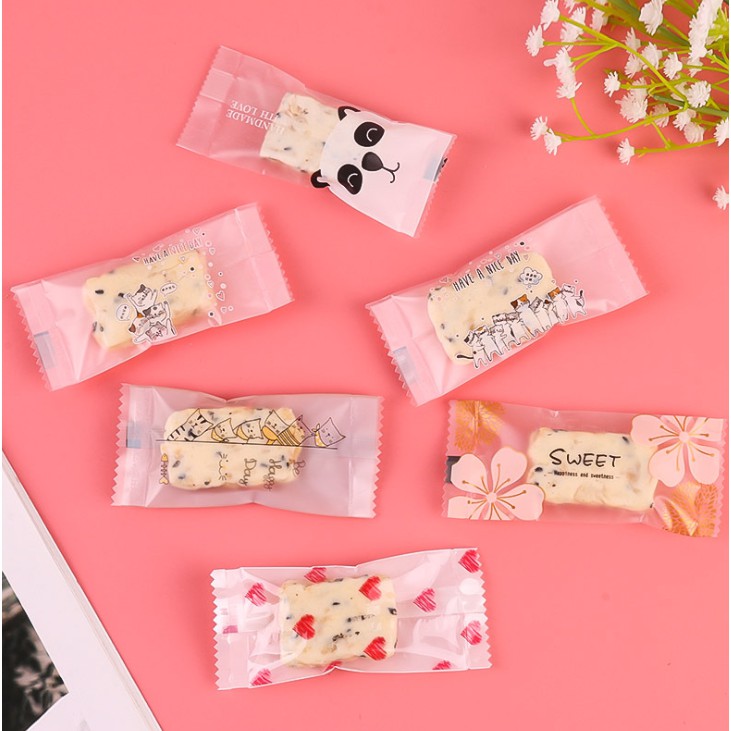 Túi Kẹo Nougat  túi Kẹo Sữa trái tim +  số (200c/bịch) SIZE MINI 4 x 9.5 CM