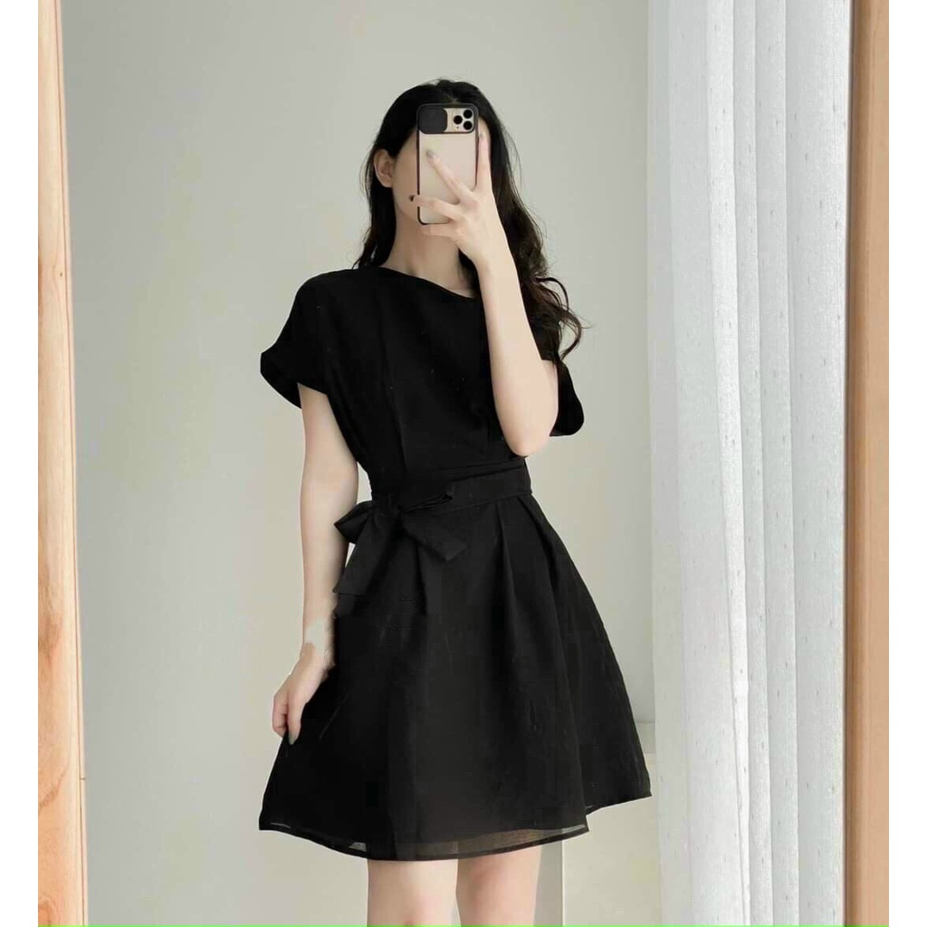 ĐẦM DỰ TIỆC LỆCH VAI DÂY THẮT EO