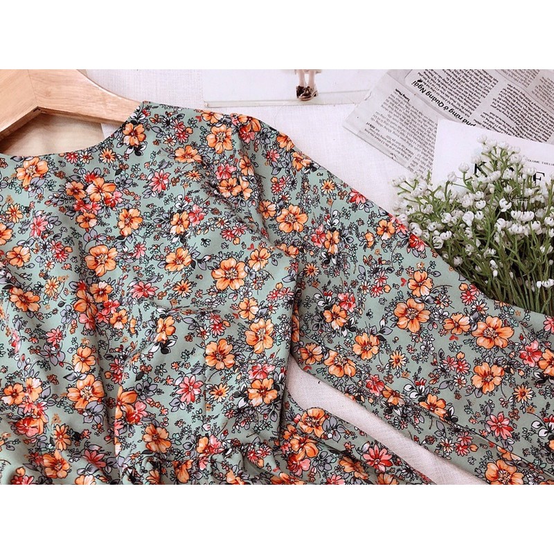 Đầm maxi 🌺Freeship🌺 Đầm maxi hoa nhí dáng vintage tay dài 4 màu dễ thương | WebRaoVat - webraovat.net.vn