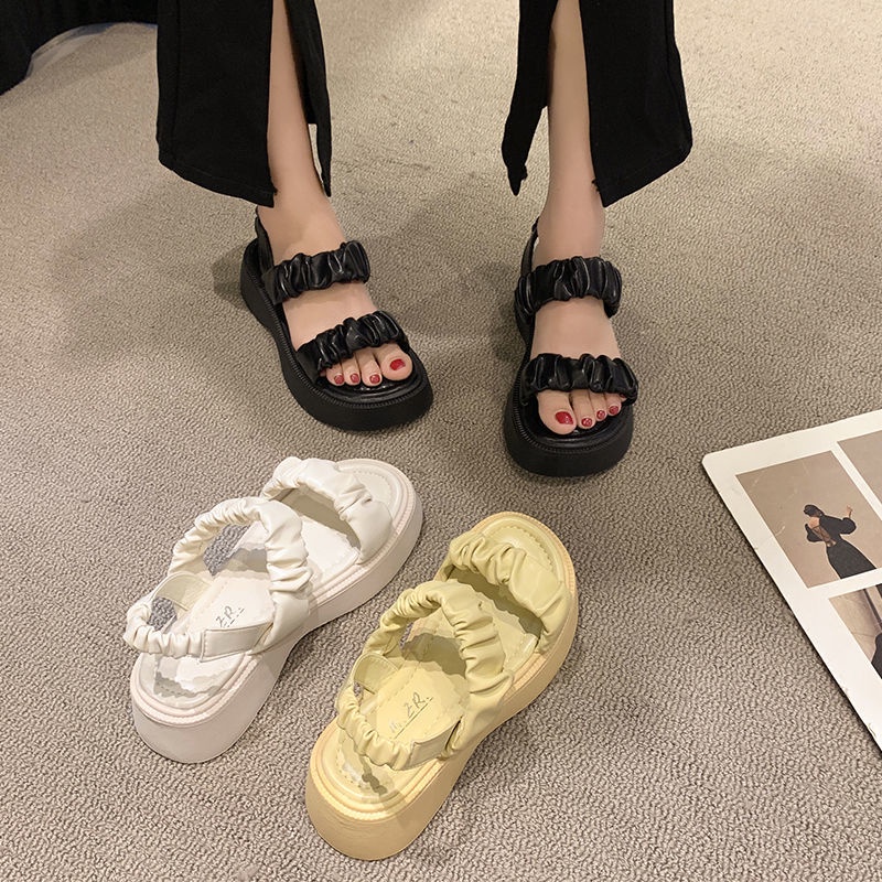 Jiashucheng Hàng Có Sẵn Giày Sandal Đế Dày Phong Cách Retro Thời Trang Mùa Hè Đơn Giản Dành Cho Nữ Sinh Bán Chạy Nhất