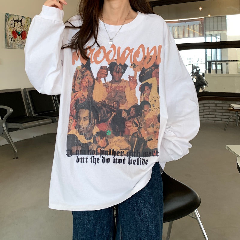 Áo Hoodie Dài Tay Dáng Rộng Thời Trang Hip Hop Mỹ 2022