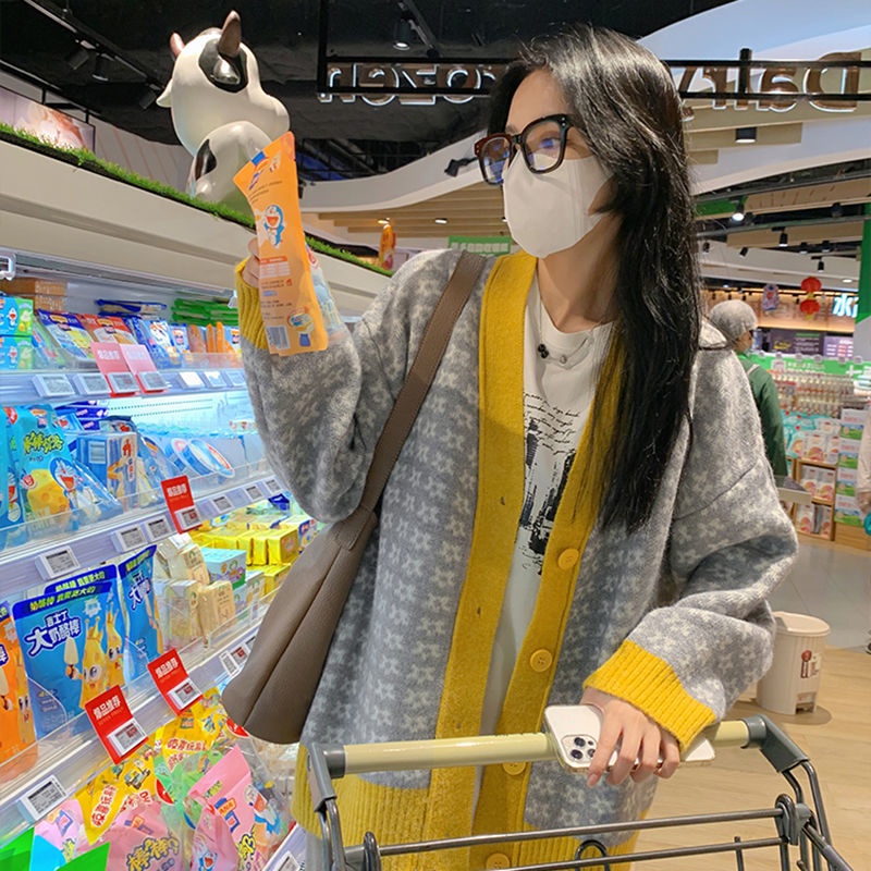 Áo sweater dệt kim in hoa màu đỏ dáng ôm dễ phối đồ phong cách Hàn Quốc