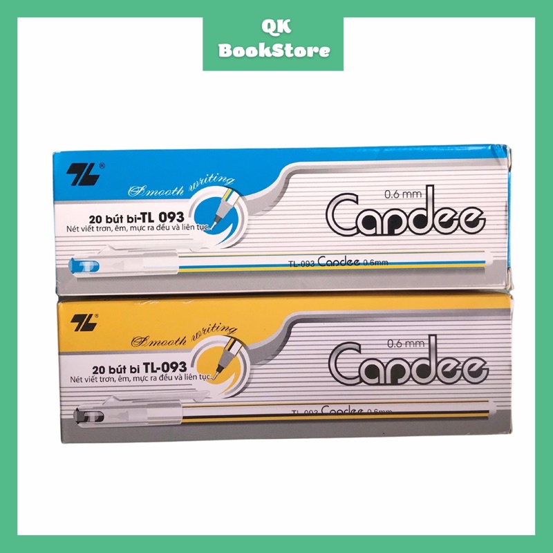 1 Hộp 20 cây bút bi nước Thiên Long TL-093 xanh/đen_Bút nến thơm