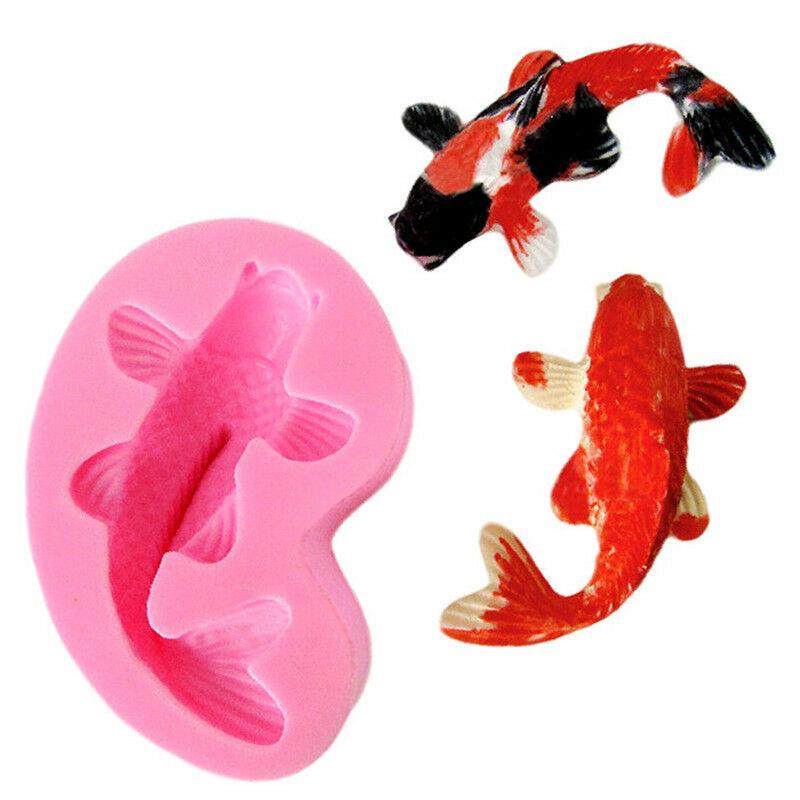 Dễ thương ✷ ❈ Cá chép Hình dạng cá Silicone Fondant Khuôn Trang trí bánh Nhà bếp Chocolate Sugarcraft Khuôn nướng bánh DIY
