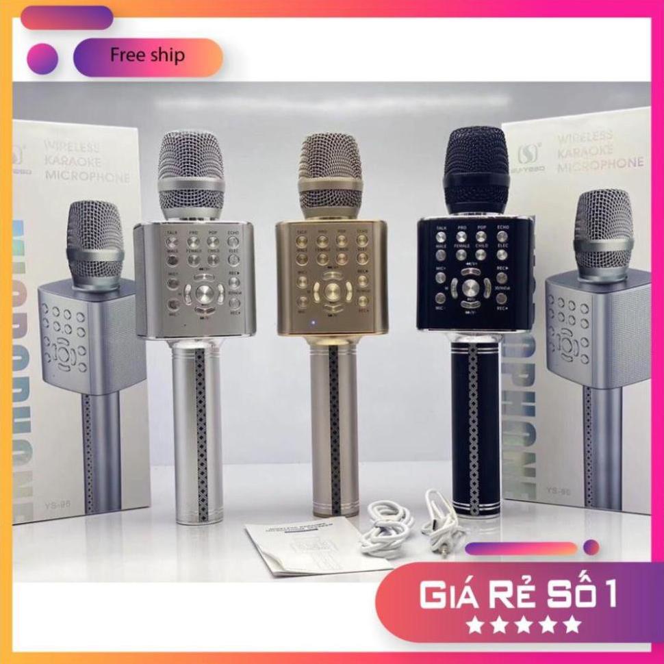 Mic karaoke YS-96 kèm loa Bluetooth bass trầm ấm - Hỗ trợ ghi âm- bảo hành 12 tháng