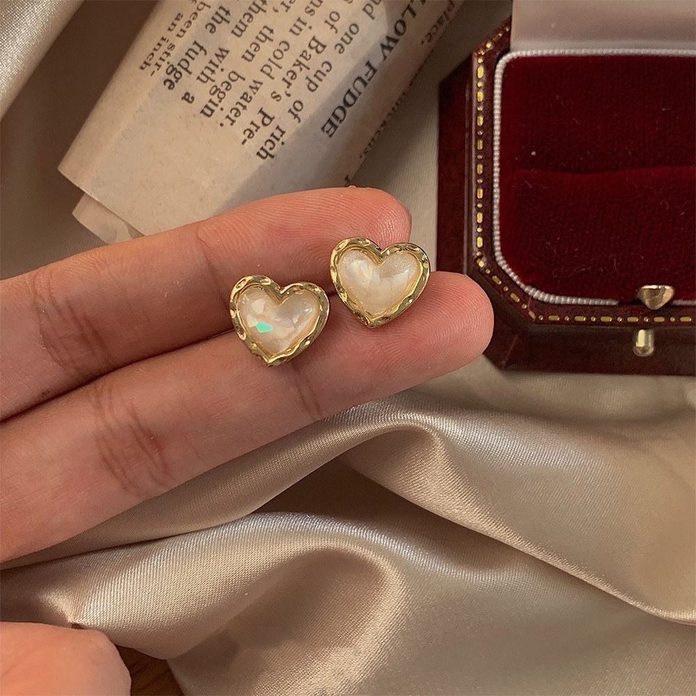 Khuyên tai iF YOU kiểu trái tim đính ngọc trai thời trang thanh lịch