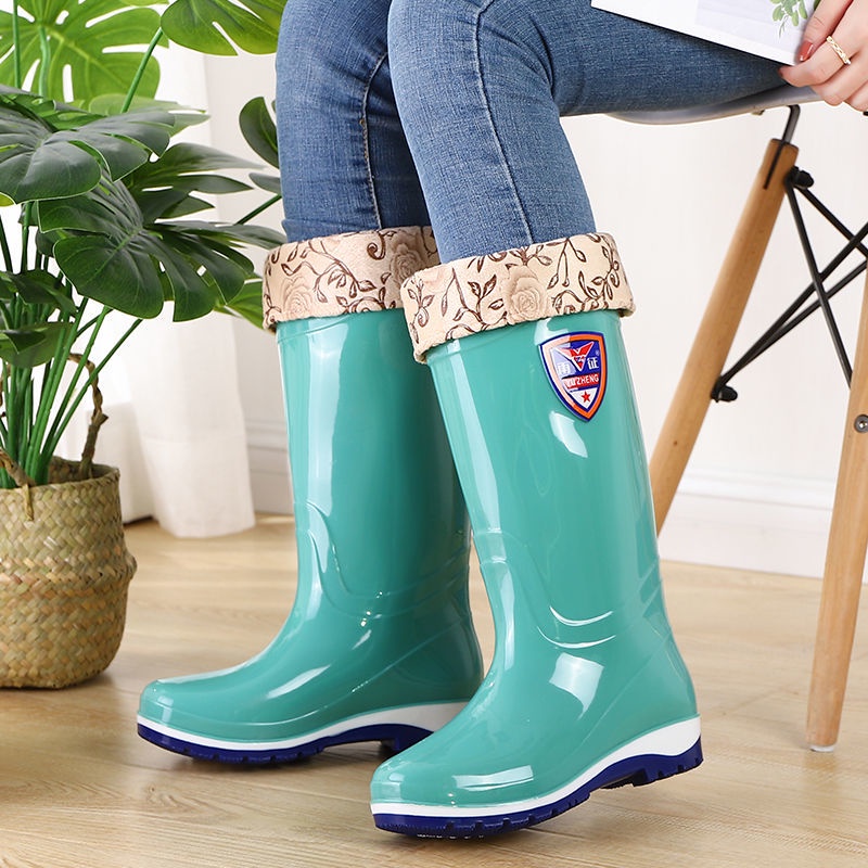 Giày đi mưa của phụ nữ giày đi mưa cao cổ giày nước giày cao su chống trượt giày cao su overshoes ống giữa thời trang cộ