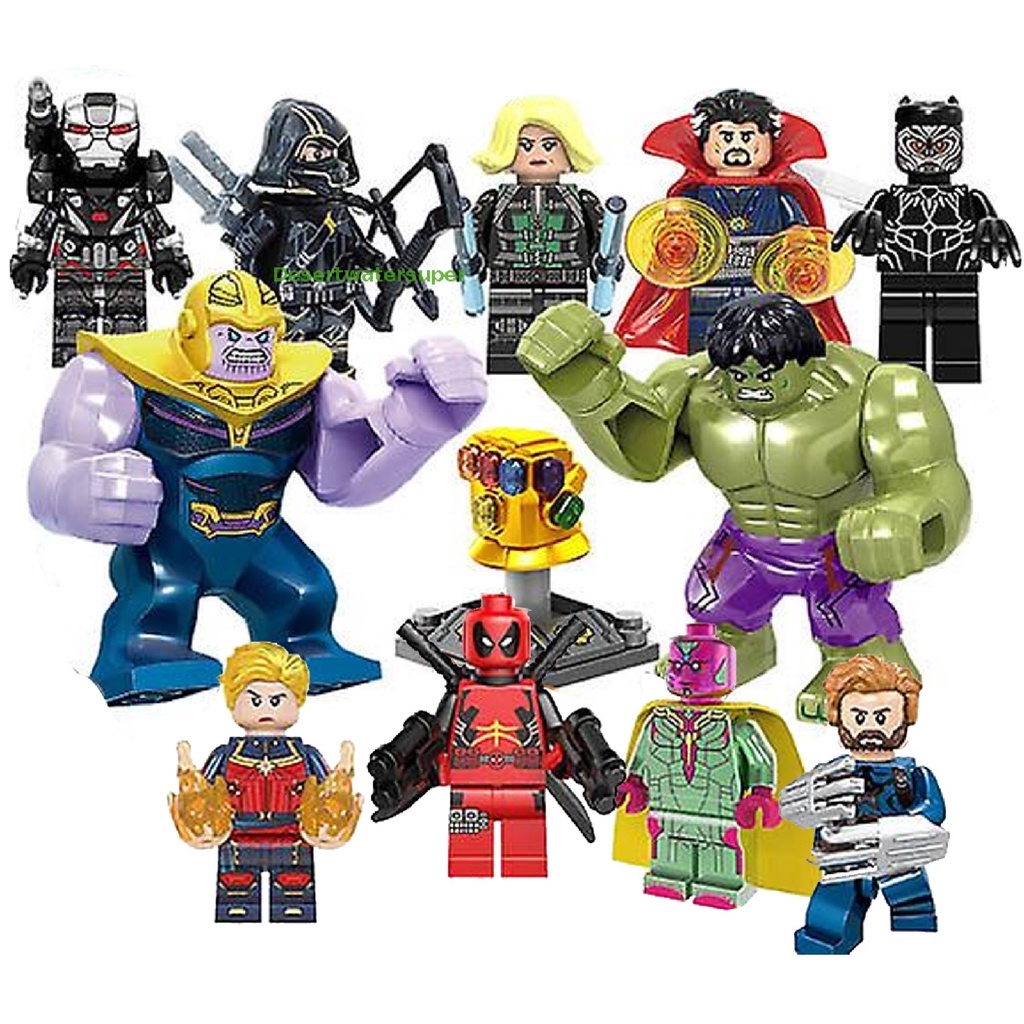 Đồ Chơi Siêu Anh Hùng Marvel Minifigure Super Hero Mô Hình Lắp Ráp Captain Thanos Thor Combo Đầy Đủ Nhân Vật Cho Bé