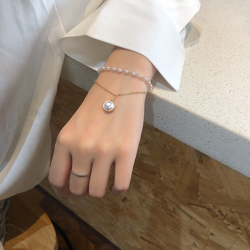 Vòng Tay Hai Lớp Đính Hạt Ngọc Trai Thời Trang Dành Cho Nữ