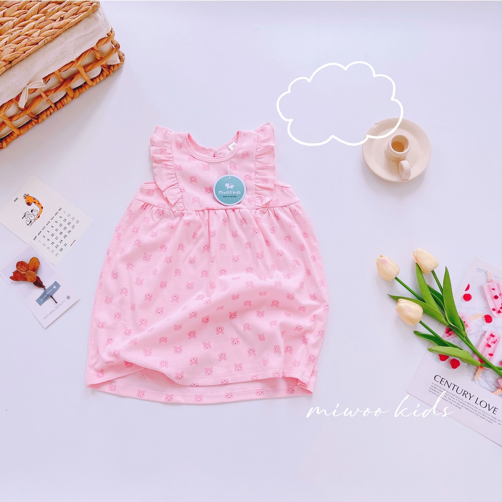 Váy MIWOO Cánh Tiên  ⚡FREESHIP⚡ Chất Cotton Bozip Cho Bé Gái Thoải Mái Thoáng Mát Ngày Hè