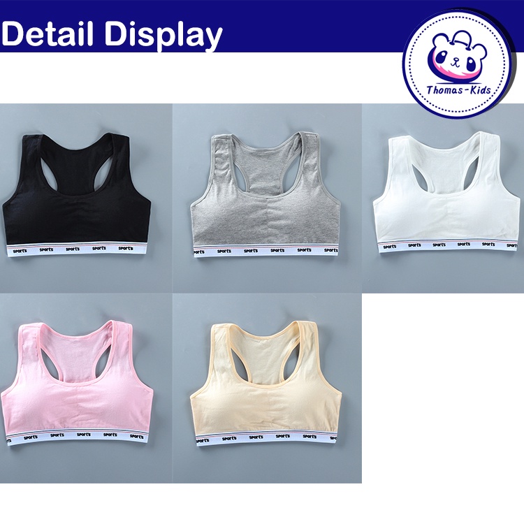 Áo Ngực Cotton Mềm Màu Trơn Có Đệm Ngực Dành Cho Bé Gái 8-16 Tuổi