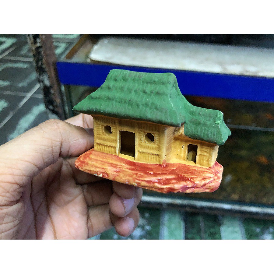 NHÀ LÁ TRANG TRÍ HỒ CÁ NON BỘ 6x4x4cm