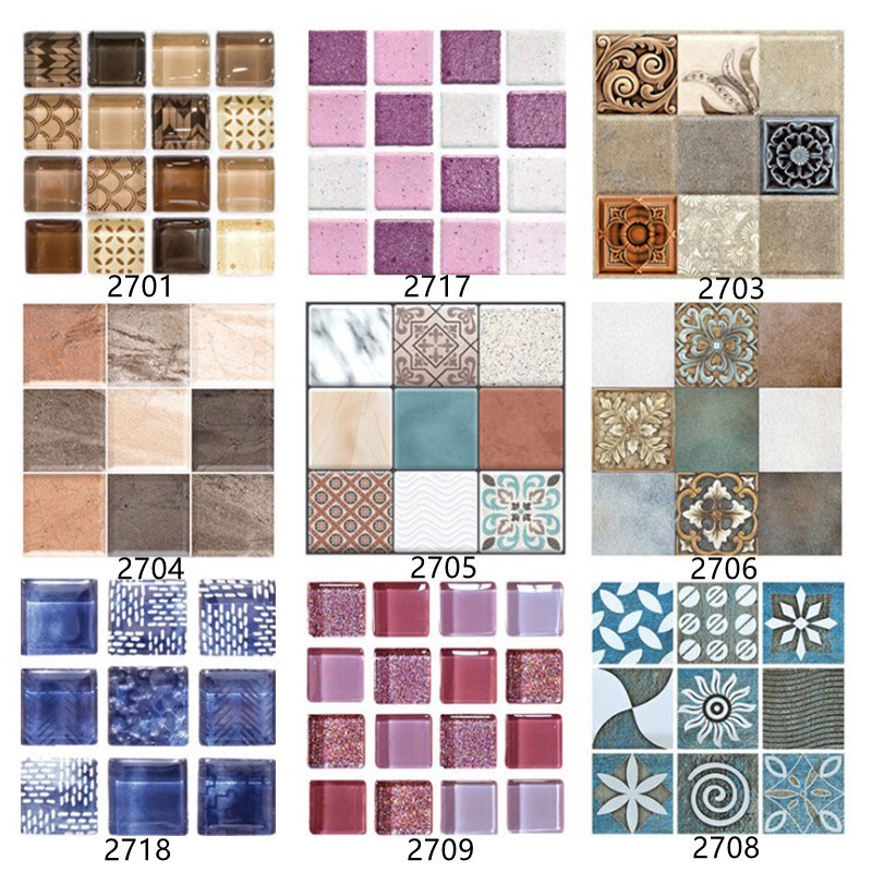 Miếng Dán Sàn Nhà Họa Tiết Gạch 3D Tự Dính Chống Thấm Nước Chống Trượt Trang Trí Nhà Bếp DIY