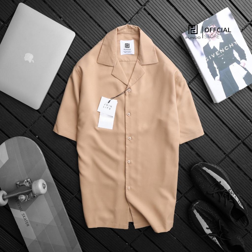 Áo sơ mi nam ngắn tay PUNDO cổ vest màu trơn basic chất vải lụa mịn cao cấp ASMPD38