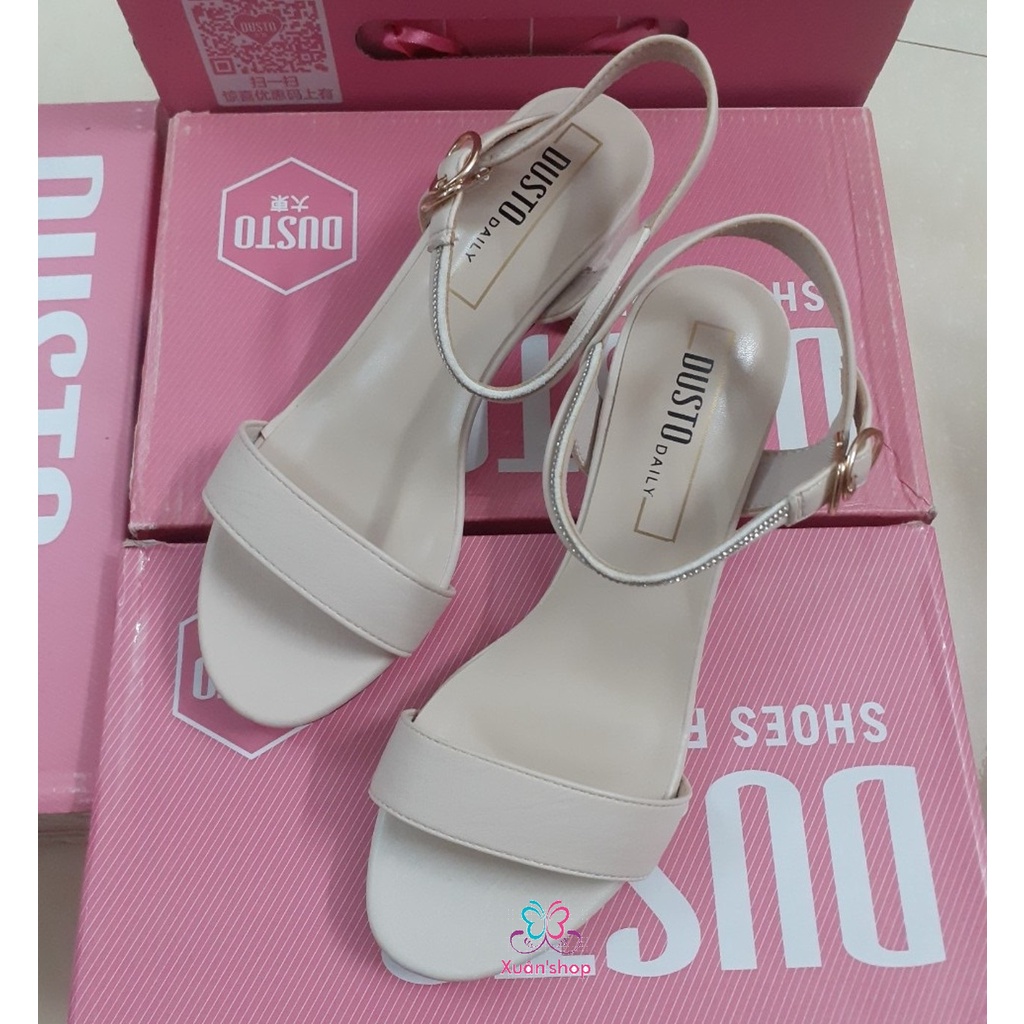 Sandal quai ngang Dusto, gót vuông cao 5cm (sẵn size 37, 38)