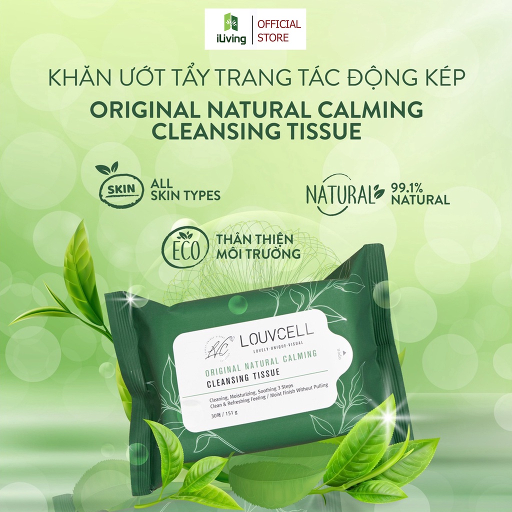 Khăn ướt tẩy trang Louv Cell Original Natural Calming Cleansing Tissue 10 tờ ILIVING-LOUKUTT10