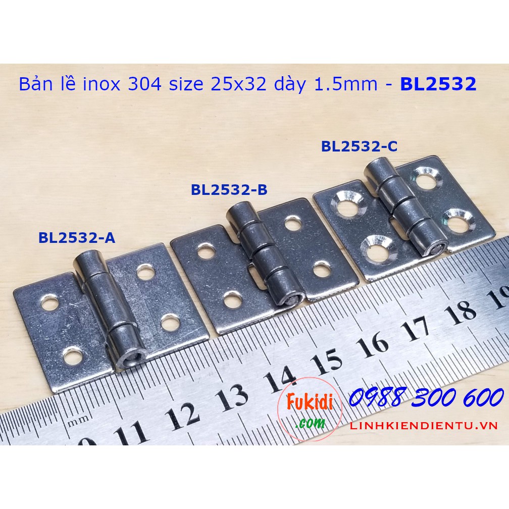 Bản lề inox 304 kích thước 25x32mm dày 1.5mm model BL2532