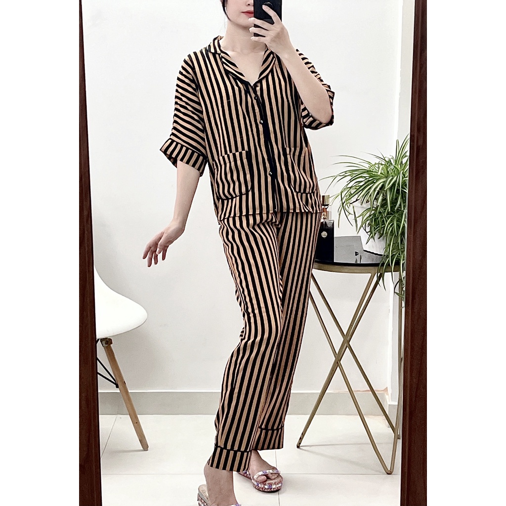Đồ bộ LỤA MANGO hoạ tiết dài cộc cho bạn nữ, phom từ 42- 62kg - BẦU BÍ SAU SINH BON CHEN THOẢI MÁI
