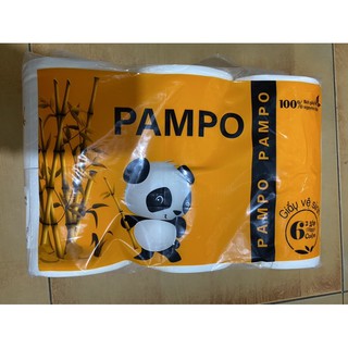 LỐC 6 CUỘN GIẤY VỆ SINH KO LÕI GẤU TRÚC PAMPO - Giấy vệ sinh lụa cao cấp